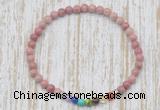 CGB7066 7 chakra 4mm pink wooden fossil jasper beaded meditation yoga bracelets