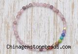 CGB7095 7 chakra 4mm strawberry quartz beaded meditation yoga bracelets