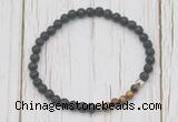 CGB7124 4mm black lava & yellow tiger eye beaded meditation yoga bracelets