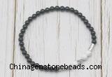 CGB7125 4mm black onyx & white howlite beaded meditation yoga bracelets