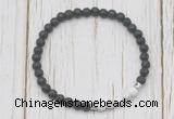 CGB7126 4mm black lava & white howlite beaded meditation yoga bracelets