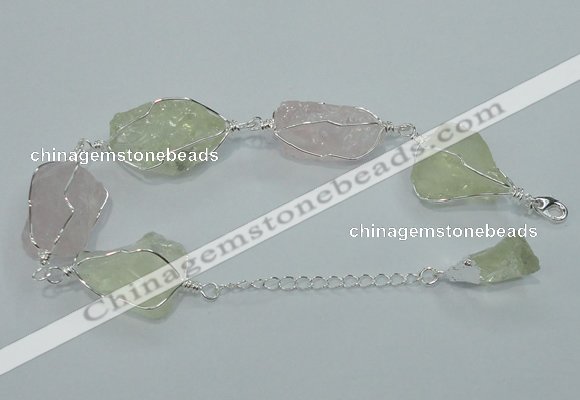 CGB716 8 inches 15*20mm - 20*28mm nuggets mixed quartz bracelets