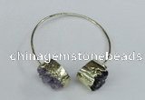 CGB721 15*20mm oval druzy amethyst gemstone bangles wholesale