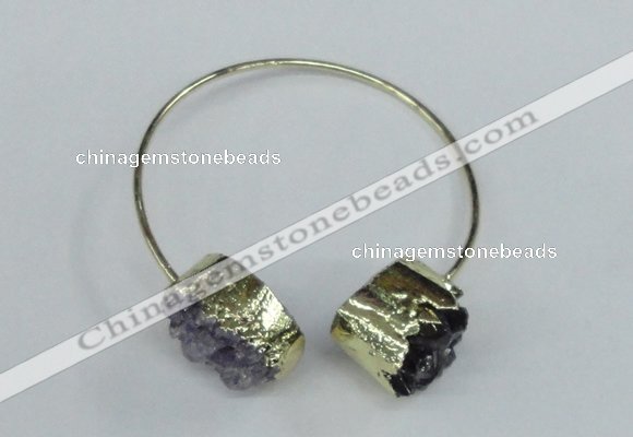 CGB721 15*20mm oval druzy amethyst gemstone bangles wholesale