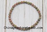 CGB7219 4mm tiny unakite beaded meditation yoga bracelets