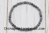 CGB7260 4mm tiny snowflake obsidian beaded meditation yoga bracelets