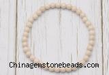 CGB7265 4mm tiny white fossil jasper beaded meditation yoga bracelets