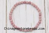 CGB7266 4mm tiny pink wooden fossil jasper beaded meditation yoga bracelets