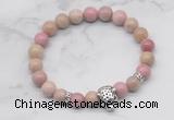 CGB7351 8mm pink wooden jasper bracelet with tiger head for men or women