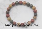 CGB7354 8mm picasso jasper bracelet with skull for men or women