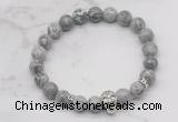 CGB7358 8mm grey picture jasper bracelet with skull for men or women