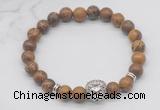 CGB7362 8mm elephant skin jasper bracelet with lion head for men or women