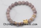 CGB7372 8mm lepidolite bracelet with owl head for men or women