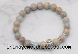 CGB7374 8mm serpentine jasper bracelet with skull for men or women