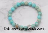 CGB7375 8mm sea sediment jasper bracelet with skull for men or women