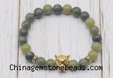 CGB7380 8mm Canadian jade bracelet with leopard head for men or women