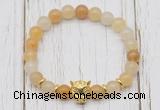 CGB7383 8mm yellow aventurine bracelet with leopard head for men or women