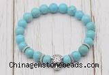 CGB7392 8mm blue howlite bracelet with tiger head for men or women