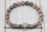 CGB7402 8mm rhodonite bracelet with lion head for men or women