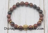 CGB7403 8mm mahogany obsidian bracelet with owl head for men or women