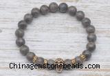 CGB7427 8mm rainbow labradorite bracelet with skull for men or women