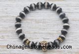 CGB7431 8mm Tibetan agate bracelet with skull for men or women