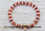 CGB7432 8mm Tibetan agate bracelet with skull for men or women