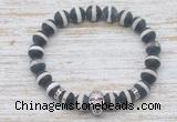 CGB7436 8mm matte Tibetan agate bracelet with skull for men or women