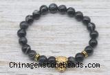 CGB7445 8mm black banded agate bracelet with tiger head for men or women