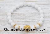 CGB7470 8mm white candy jade bracelet with lion head for men or women