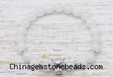 CGB7471 8mm white jade bracelet with leopard head for men or women