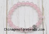 CGB7486 8mm rose quartz bracelet with flower charm for men or women