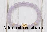 CGB7488 8mm lavender amethyst bracelet with owl head for men or women