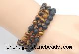 CGB7626 8mm black lava & yellow tiger eye mala stretchy bracelets