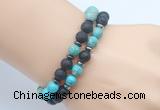 CGB7641 8mm black lava & blue sea sediment jasper mala stretchy bracelets