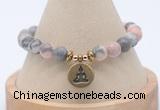 CGB7755 8mm pink zebra jasper bead with luckly charm bracelets