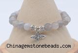 CGB7838 8mm grey banded agate bead with luckly charm bracelets