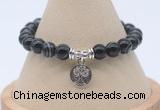 CGB7845 8mm black banded agate bead with luckly charm bracelets