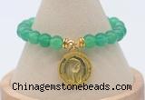 CGB7848 8mm green agate bead with luckly charm bracelets