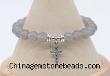 CGB7853 8mm grey agate bead with luckly charm bracelets