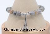 CGB7858 8mm silver needle agate bead with luckly charm bracelets