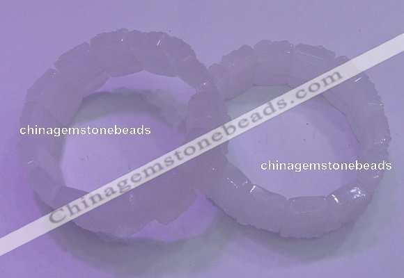 CGB800 8 inches 15*20mm rectangle white druzy agate bracelets