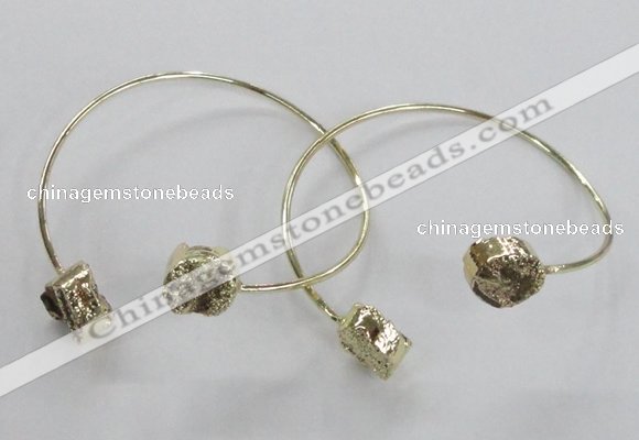 CGB803 12mm - 14mm coin plated druzy agate gemstone bangles