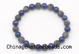CGB8035 8mm lapis lazuli & matte black labradorite beaded stretchy bracelets