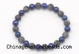 CGB8035 8mm lapis lazuli & matte black labradorite beaded stretchy bracelets