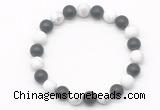 CGB8045 8mm matte white howlite & matte black agate beaded stretchy bracelets