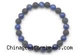 CGB8047 8mm lapis lazuli & matte black agate beaded stretchy bracelets