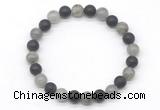 CGB8053 8mm labradorite & matte black agate beaded stretchy bracelets