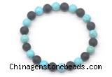 CGB8054 8mm blue howlite & matte black agate beaded stretchy bracelets