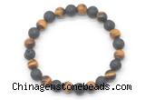 CGB8062 8mm grade AA yellow tiger eye & black lava beaded stretchy bracelets